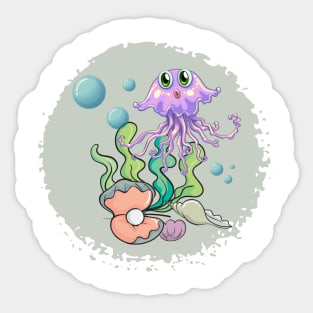 Squid in a Sea Sticker